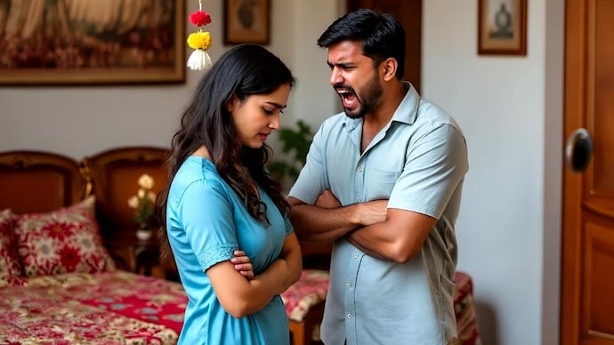 The accused did not like his wife wearing nightdress instead of a saree at home. (Photo: For representation/AI generated) karnataka man set wife on fire nightdress saree objection
