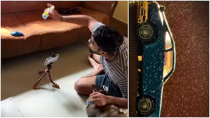 Kerala man’s cinematic toy car video gets a nod of approval from Porsche, Audi (Photos: @_krishna_pai_/Instagram) Kerala man’s cinematic toy car video gets a nod of approval from Porsche, Audi