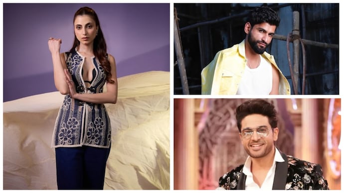 Bigg Boss 19 runner-up Farrhana Bhatt (left), comedian Harsh Gujral (top right) and Bigg Boss 19 winner Gaurav Khanna (bottom right). KKK 15: Farrhana, Harsh Gujral confirmed; Gaurav, Samarth in talks | Exclusive