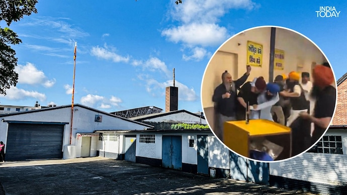 At least 100 officers, including heavily armed SEK commandos, were deployed after the clash at a gurdwara in Moers, Germany. (Images: X/Facebook)) Major clash breaks out at German gurudwara injuring 11.