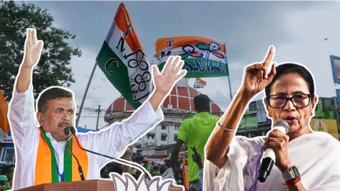 Former ally and BJP leader Suvendu Adhikari had previously promised to defeat Mamata Banerjee by a margin 20,000 votes and make her a former Chief Minister. (Images: PTI) Mamata Banerjee faces intense fight in Bhabanipur.