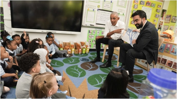 Zohran Mamdani and Obama visited a pre-school in New York City. (Photo: X) mamdani obama
