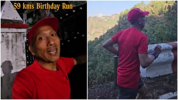 Man celebrates his 59th birthday by running 59 kms from Dehradun to Mussoorie (Photos: @twofit.to.quit/Instagram) Man celebrates his 59th birthday by running 59 kms from Dehradun to Mussoorie