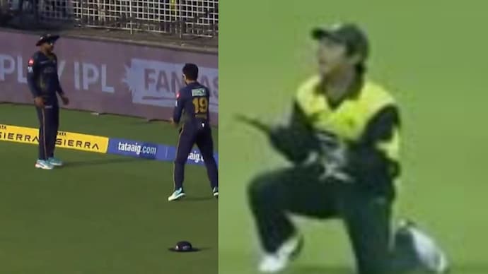 Manav Suthar and Rashid Khan made a comical fielding error vs CSK. Courtesy: JioHotstar screengrab Manav Suthar, Rashid Khan