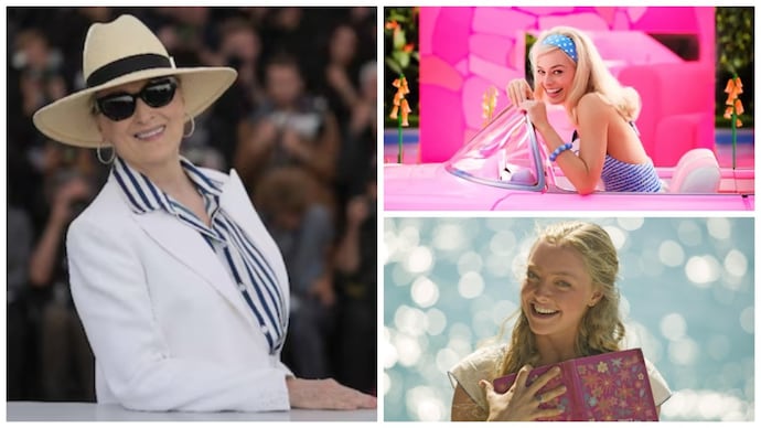 Meryl Streep (left), Margot Robbie in Barbie (top right) and Amanda Seyfried (bottom right) in Mamma Mia. (Credit: AP) The Devil Wears Prada 2: Meryl Streep credits Barbie, Mamma Mia for increasing budget