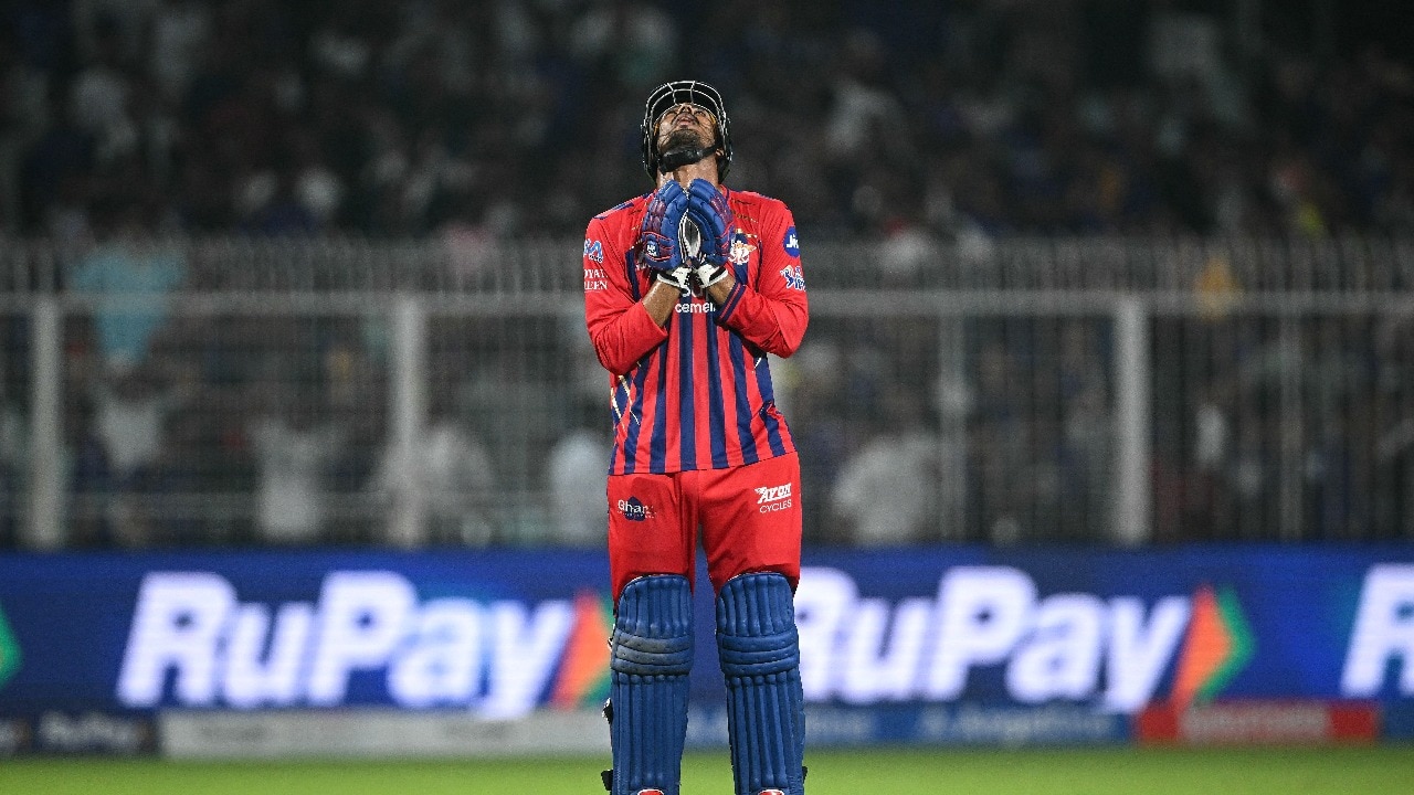 Mukul Choudhary celebrates LSG's win vs KKR. (AFP Photo) Mukul Choudhary