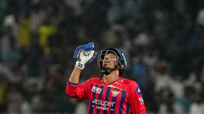 Mukul Choudhary wins it for LSG at the Eden Gardens. (PTI Photo) Mukul Choudhary