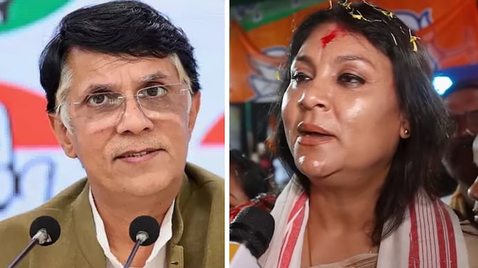 Pawan Khera and Riniki Bhuyan Sharma Pawan Khera and Riniki Bhuyan Sharma