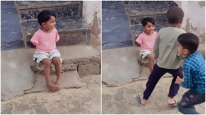 Physically disabled girl watches friends play, her smile breaks internet’s heart (Photos: @deeva_2024/Instagram) Physically disabled girl watches friends play, her smile breaks internet’s heart