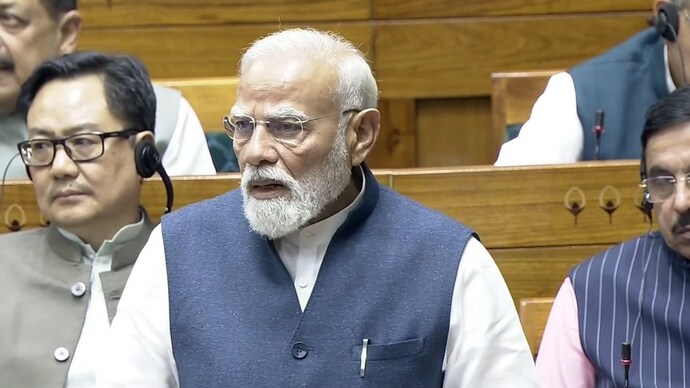 Prime Minister Narendra Modi speaks in Lok Sabha. pm modi delimitation