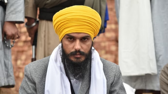 Amritpal Singh, head of the Waris Punjab De radical outfit, who styled himself as Khalistani separatist Jarnail Singh Bhindranwale, was arrested in Moga on April 23, 2023. (File photo)