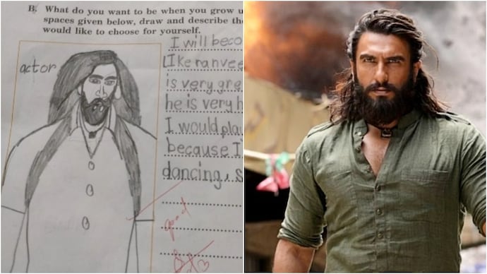 A student drew Ranveer Singh's Hamza in his school assignment. (Photo: Instagram) ranveer singh