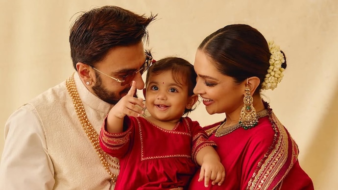 Deepika Padukone and Ranveer Singh took daughter Dua to her first live show in Mumbai. (Photo credit: Instagram/deepikapadukone) Ranveer Singh, Dua and Deepika Padukone