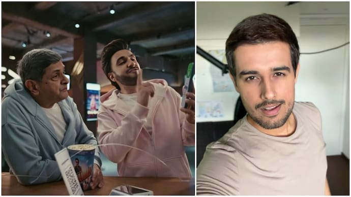 Whirlwind poster in Ranveer Singh's new ad? Fans associate it with Dhruv Rathi. (Photo: Screenshot/Instagram) Ranveer Singh's new advertisement has forced fans to think