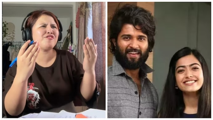 A social media influencer known as Jini Kamaki (left) recreated the song Vachindamma starring Rashmika Mandanna and Vijay Deverakonda (right). (Credit: Instagram) Rashmika, Vijay cheer up fan's viral Vachindamma reel: Timing is epic