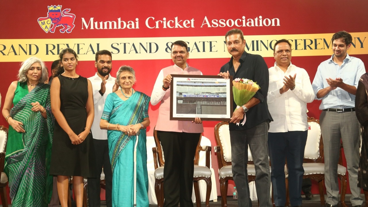 Ravi Shastri stand unveiled at Mumbai's Wankhede Stadium (PTI Photo) Ravi Shastri stand