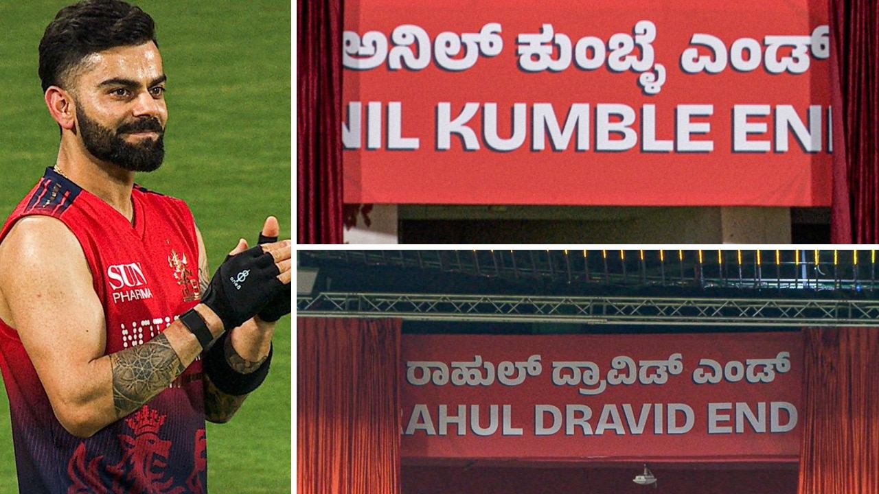 Virat Kohli applauds as Dravid, Kumble honoured with new stand at Chinnaswamy stadium