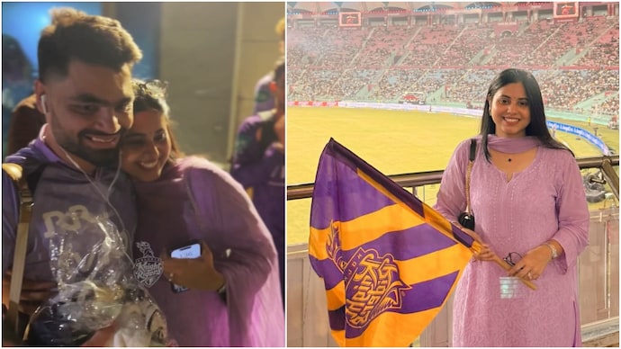 Priya Saroj cheered for Rinku Singh in Lucknow on Sunday (Courtesy: Instagram KKR/Priya Saroj) Rinku Singh and Priya Saroj