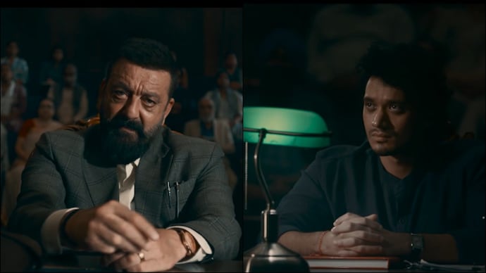 Sanjay Dutt and Namashi Chakraborty in Akshari Sawal scenes. Sanjay Dutt, Namashi Chakraborty