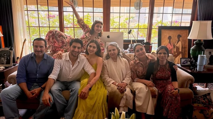 Sara Ali Khan celebrates Easter with Pataudi family. (Photo courtesy: Instagram/Sara Ali Khan) Sara Ali Khan, Saif Ali Khan, Kareena Kapoor