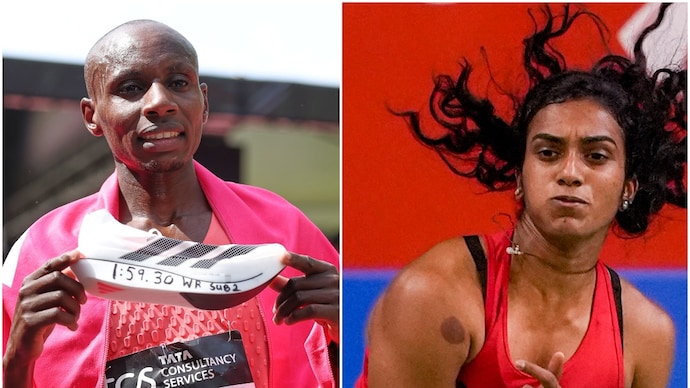 Sebastian Sawe breaks two-hour barrier with 1:59:30 marathon run. (Photo: AP, PTI) Sebastian Sawe, PV Sindhu