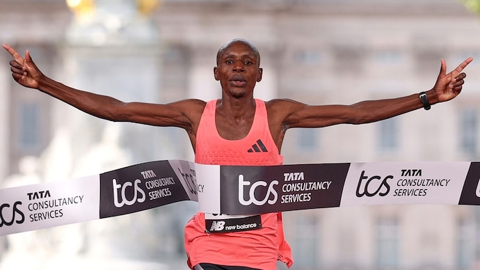 Sebastian Sawe from Kenya ran the first legal marathon under two hours. (AP Photo/Ian Walton) Sebastian Sawe