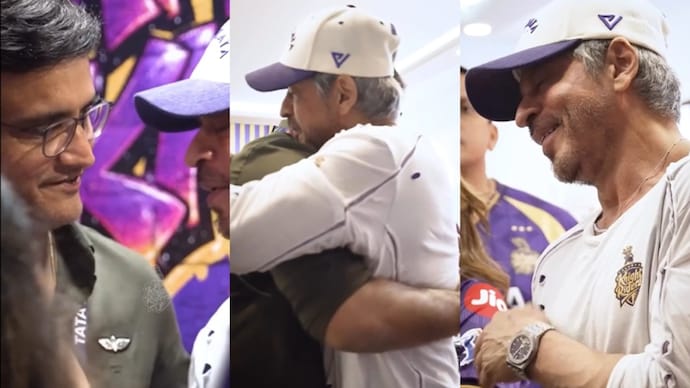 A video of Shah Rukh Khan and Sourav Ganguly has gone viral. (Credit: Instagram/@kkriders) Shah Rukh Khan, Sourav Ganguly