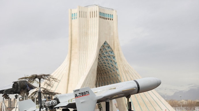 A Shahed drone on display in Tehran, Iran. (Reuters photo) Shahed Drone