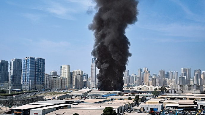 LINE OF FIRE: Attacked warehouse in Sharjah, United Arab Emirates, Mar. 1. (Photo: AP)