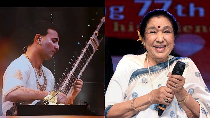 Rishabh Rikhiram Sharma's tribute to Asha Bhosle (Photo: Video screenshot/PTI) Sitarist Rishabh Rikhiram Sharma's heartfelt tribute to Asha Bhosle at Kolkata concert