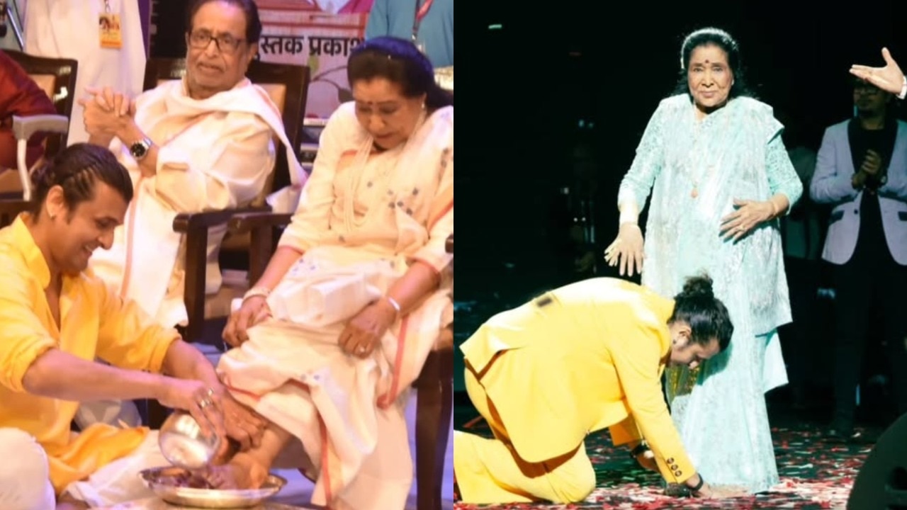 Throwback pics show Sonu Nigam washing Asha Bhosle's feet, bowing in respect
