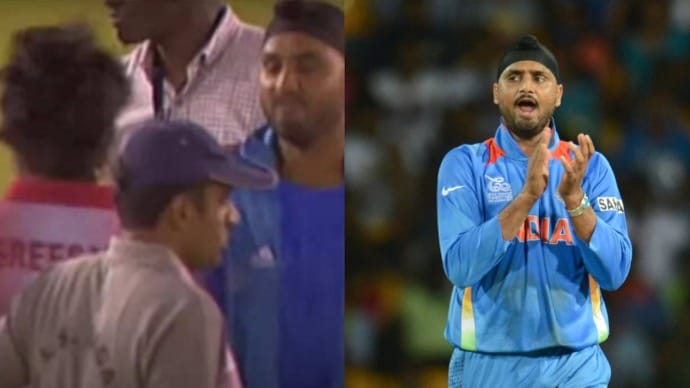 Sreesanth and Harbhajan Singh were involved in the infamous IPL 2008 slapgate scandal (Screengrab/Reuters Photos) Sreesanth and Harbhajan Singh