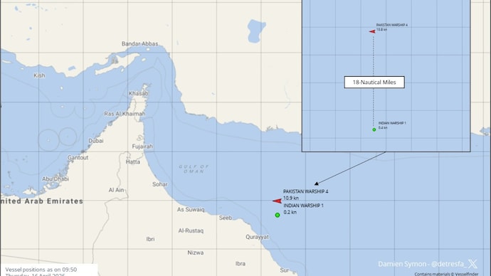 Strait of Hormuz sees rare India-Pakistan naval proximity amid shipping risks. Strait of Hormuz sees rare India-Pakistan naval proximity amid shipping risks.