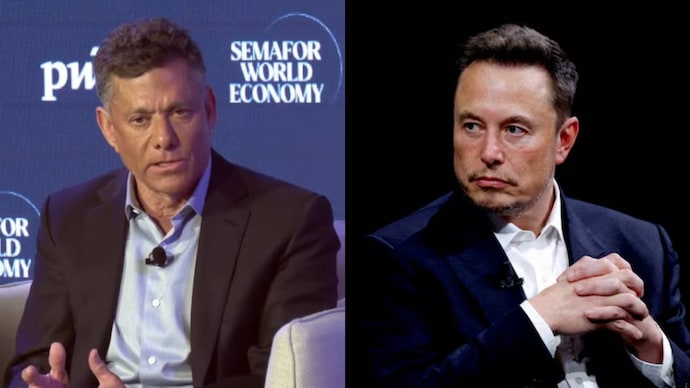 Take-Two Interactive's CEO Strauss Zelnick believes that Elon Musk would be the first one to lose his job if AI replaces all humans. (Photos: Semafor/Reuters)