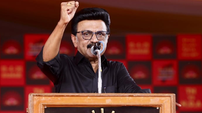 Tamil Nadu Chief Minister MK Stalin at a public meeting ahead of the state Assembly elections in Namakkal. (Photo: PTI) Tamil Nadu Chief Minister MK Stalin at a public meeting ahead of the state Assembly elections in Namakkal. (Photo: PTI)