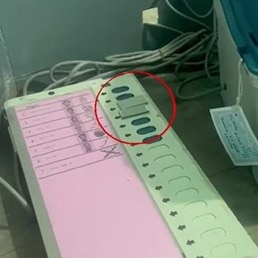 The BJP alleged that the names of its candidates were covered with tape on EVMs.
