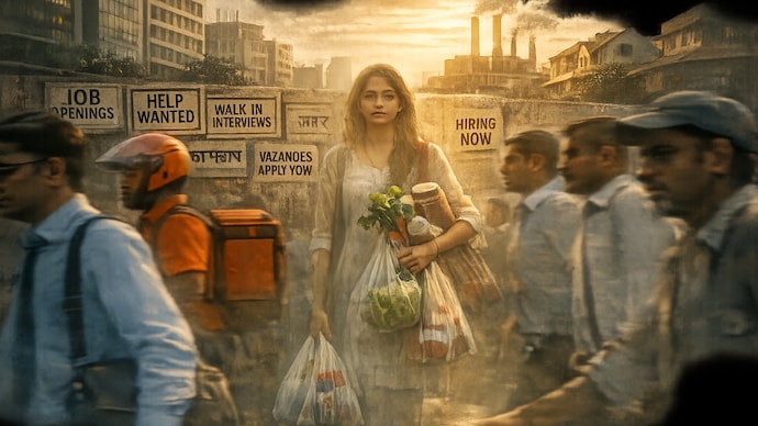 India’s employment numbers look stronger, but millions of women remain outside the workforce or trapped in low-paying jobs. (AI-generated image) The hidden jobs crisis: Why India’s women are vanishing from workforce data