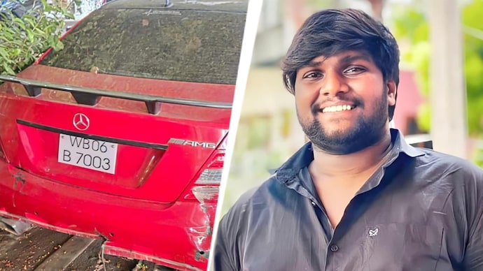 The victim Gosa Shyam Raj (in picture) died after hit by Mercedes in Hyderabad. The victim Gosa Shyam Raj (in picture) died after hit by Mercedes in Hyderabad.