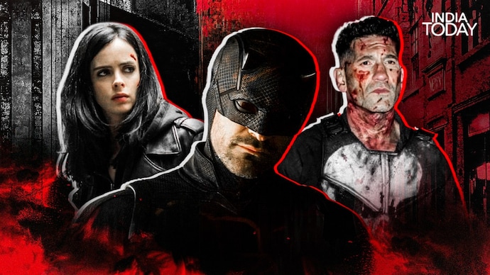 Beyond the multiverse, can Marvel conquer the streets with its underdog vigilantes like Jessica Jones (left), Daredevil (middle) and Punisher (right)? (Credit:India Today/Vipul Kumar) Rise of the vigilantes: Time for Daredevil, Punisher to storm the big screen?
