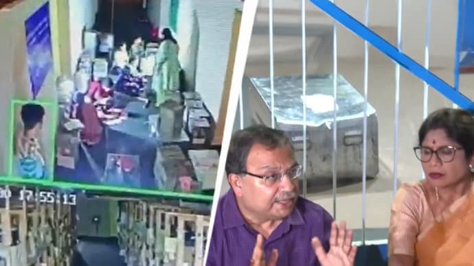 Trinamool leaders protesting after an alleged video of BJP tampering EVMs surfaced