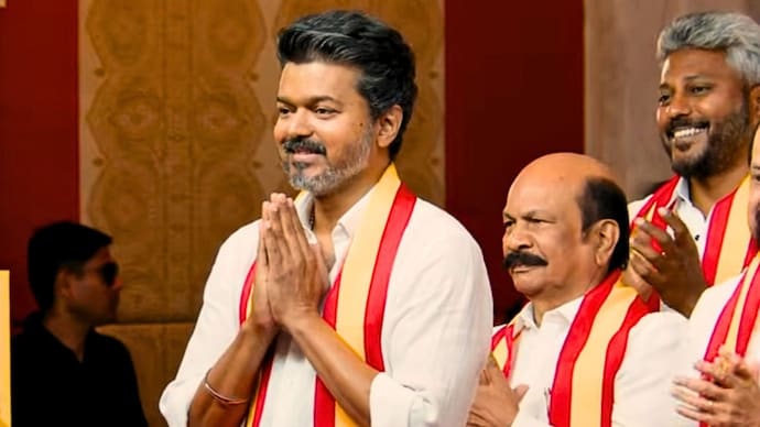 TVK chief Vijay (Image: File) TVK chief Vijay is trying go gain massive political milage through his 'Chritsian' tag in the Trichy East seat (Image: File)