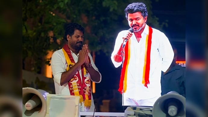 TVK’s Kumbakonam candidate Vinoth Ravi deployed a life-sized 3D hologram of Vijay for campaign. TVK’s Kumbakonam candidate Vinoth Ravi deployed a life-sized 3D hologram of Vijay for campaign.