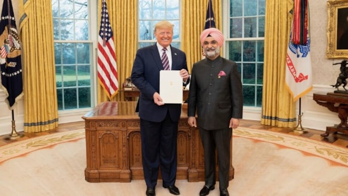 US President Donald Trump wished Taranjit Singh Sandhu success as Delhi’s Lieutenant Governor. US President Donald Trump withTaranjit Singh Sandhu