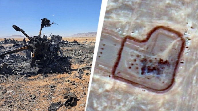 The wreckage of an American aircraft and a helicopter rotor in Isfahan (Reuters) US rescue mission Iran