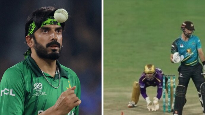 Tariq slammed Mitchell for using Ashwin's ploy (Courtesy: Reuters/PSL video screengrab) Usman Tariq, Daryl Mitchell, R Ashwin
