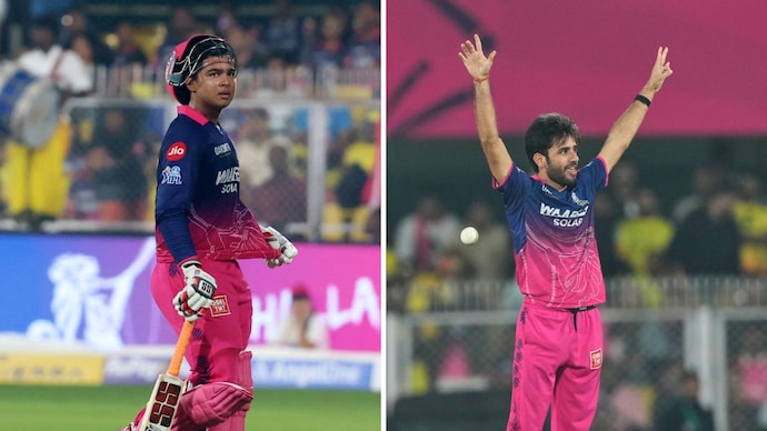 Rajasthan Royals take on Mumbai Indians at Guwhati. (Image: Reuters, AP) Vaibhav Sooryavanshi, Ravi Bishnoi