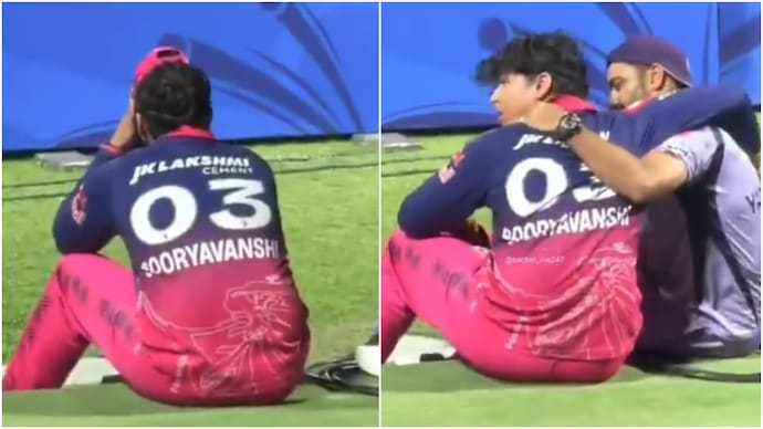 Vaibhav Sooryavanshi in tears after RR lost to KKR in Kolkata (Screengrab from X) Vaibhav Sooryavanshi