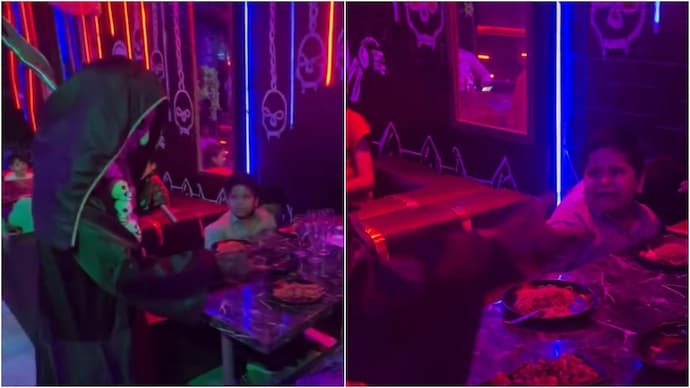 A video showing a little boy getting terrified by a staff of a horror-themed restaurant is viral. (Photo: Instagram) varanasi horror