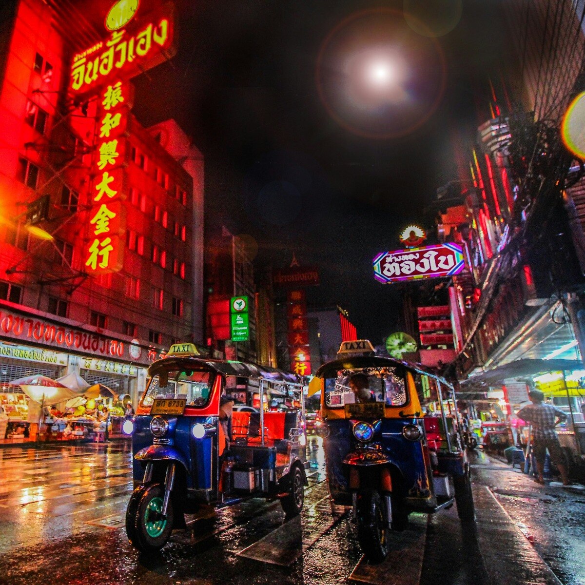 View of tuk-tuks in Bangkok’s Chinatown