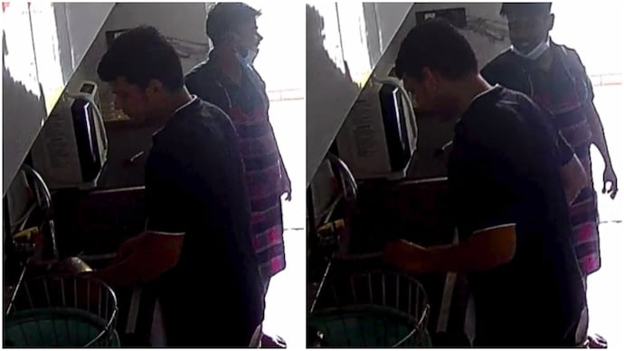 YouTuber Lakhan Rawat catches cook spitting on utensils, shares CCTV footage (Photos: @lakhan_999/X) YouTuber Lakhan Rawat catches cook spitting on utensils, shares CCTV footage